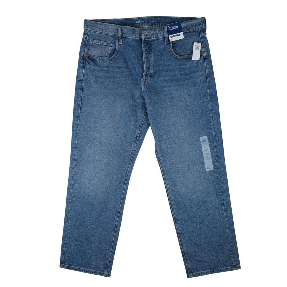 Old Navy Slouchy Straight Leg Jeans Women 12 (37x29.5) Blue Button Fly Mid Rise
